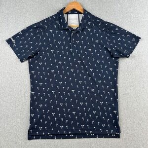 Bonobos Polo Shirt Mens S Navy Palm Tree Golf Slim Fit Performance Short Sleeve